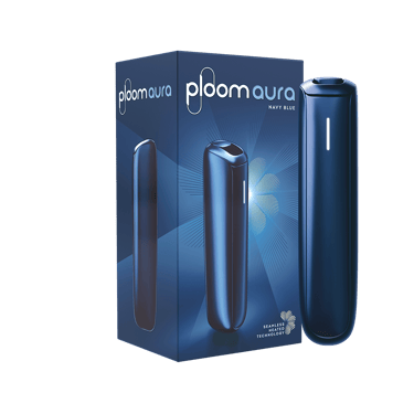 Zestaw Ploom AURA w kolorze granatowym z urządzeniem.