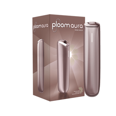 Zestaw Ploom AURA Rose Gold z urządzeniem.
