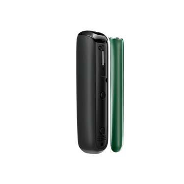 Widok z przodu panelu przedniego Ploom Aura w kolorze Amazon Green.
