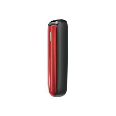 Widok z przodu panelu przedniego Ploom Aura w kolorze Lava Red.