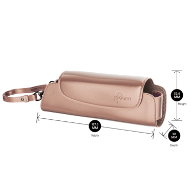 Ploom Rose Gold Solo Carry Case shown with product dimensions: 32.5 cm height x 12.75 cm width and 2.8 cm depth